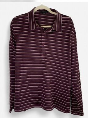 Theory Striped Long Sleeve Polo